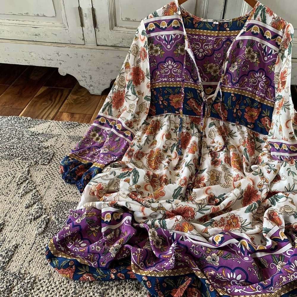 New Boho Floral Midi Maxi Bohemian Dress - Picture 3 of 10
